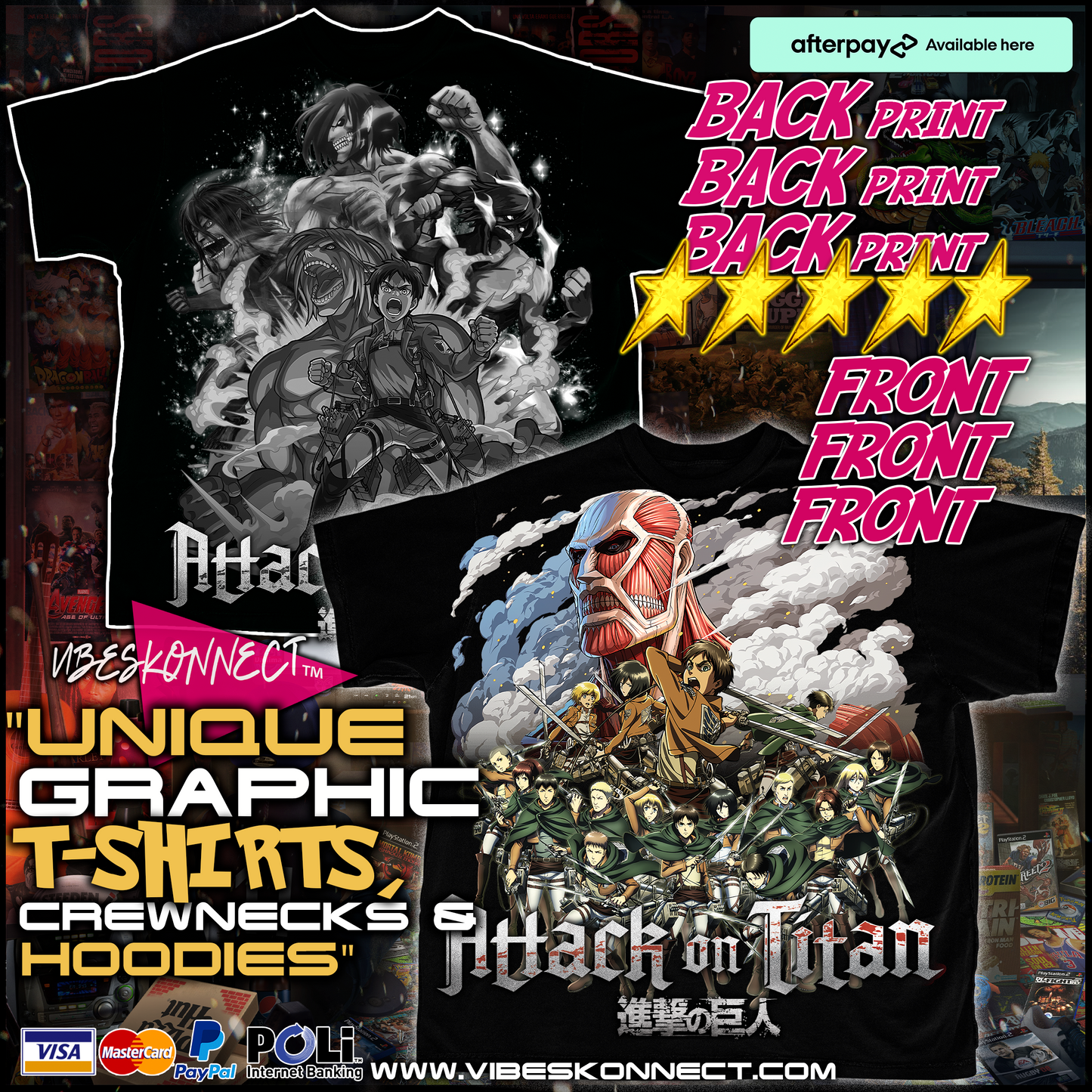 ATTACK ON TITAN GFX TEEZ // FRONT AND BACK PRINT