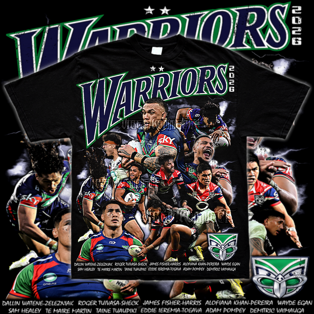 NZ WARRIORS (2026) DOUBLE PRINT // RUGBY LEAGUE GFX