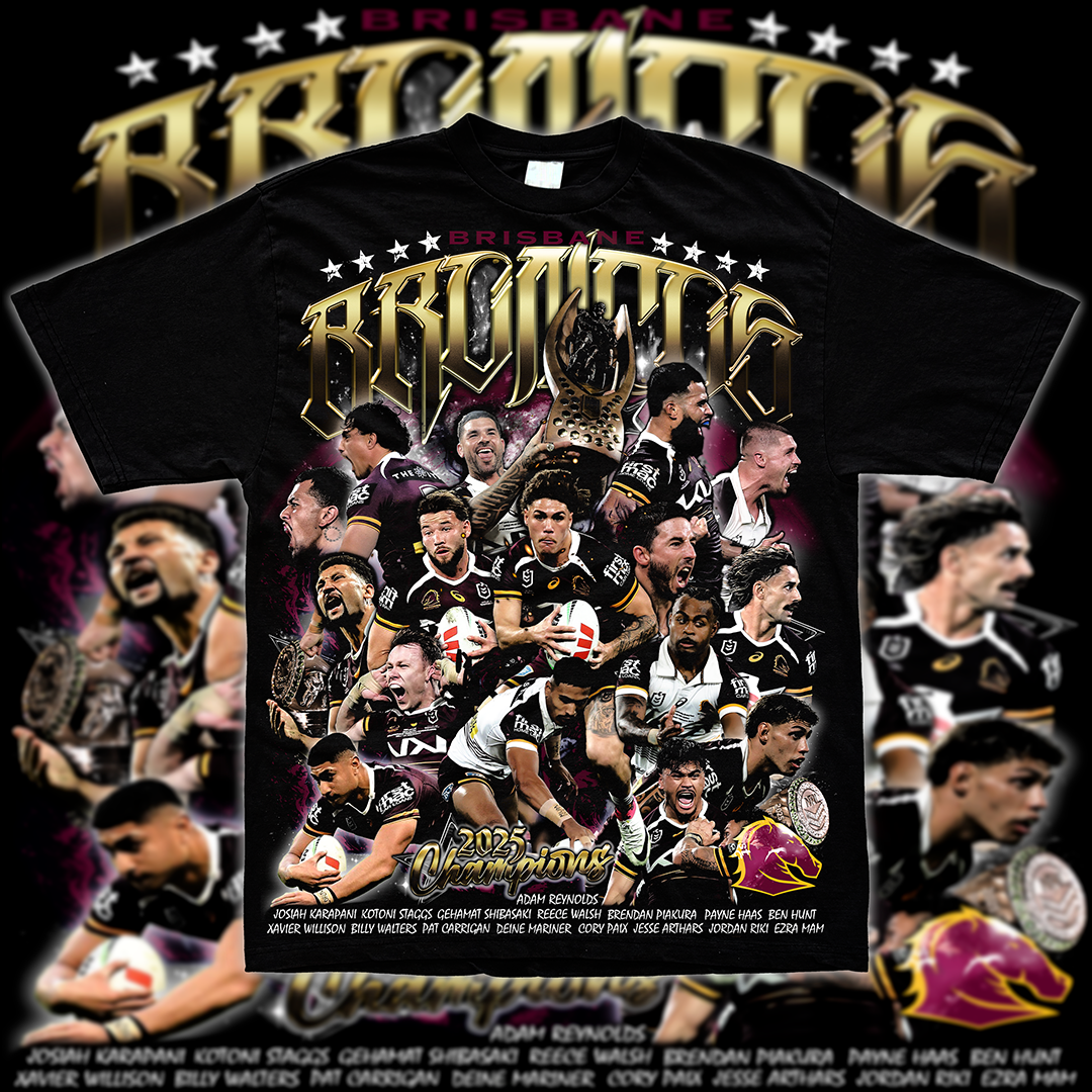 BRISBANE BRONCOS 2025 CHAMPIONS // RUGBY LEAGUE GFX